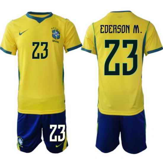 Youth Brazil 2026 FIFA World Cup Yellow Home Soccer Jersey EDERSON M. #23